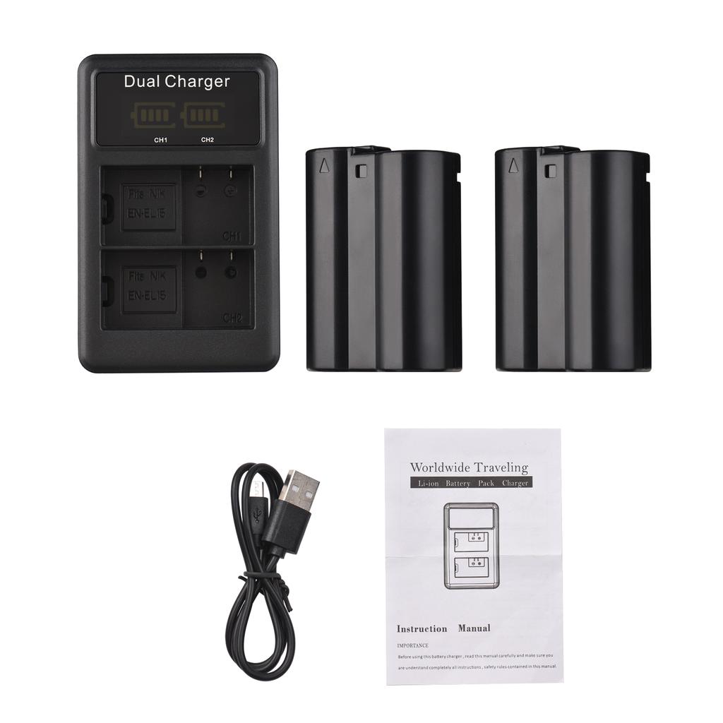 Camera Battery  r Set EN EL15 2550mAh Rechargble Battery and 2 Channel USB  r Set for  6  7 1 V1 D500 D600 D610