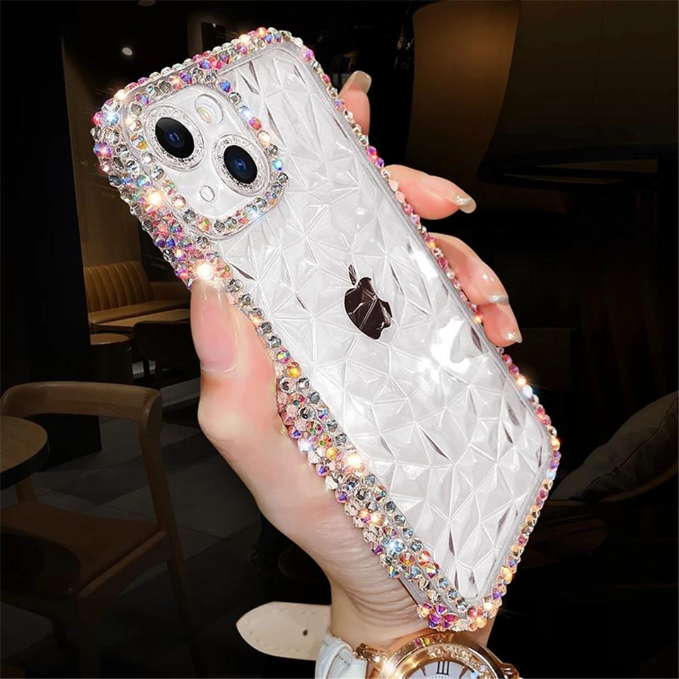 Luxury Glitter Bling Diamond Transparent Soft Phone Case For iPhone 14 13 12 Pro Max 11 XS XR 7 8 Plus SE 3 Clear Silicone Cover