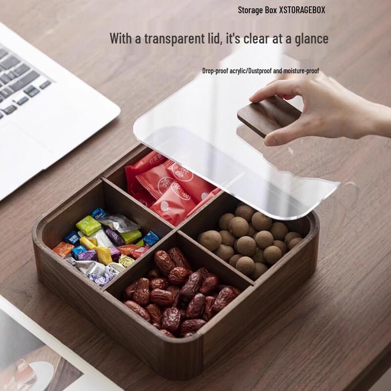 ZISIZ Wooden Dried Fruit & Candy Box with Lid