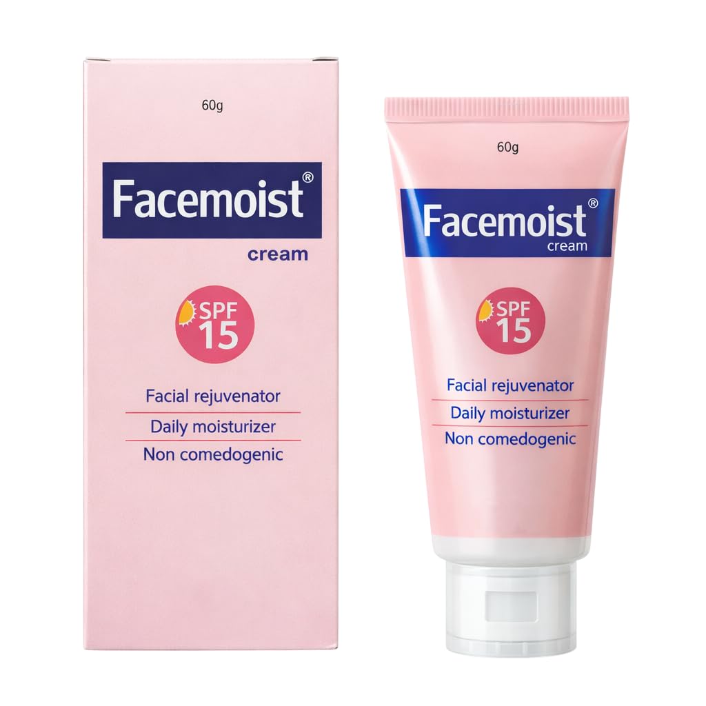 Facmoist Крем SPF 15 - Ежедневный увлажняющий крем для лица с защитой от солнца | Некомедогенный омолаживающий крем для лица для всех типов кожи (60г)