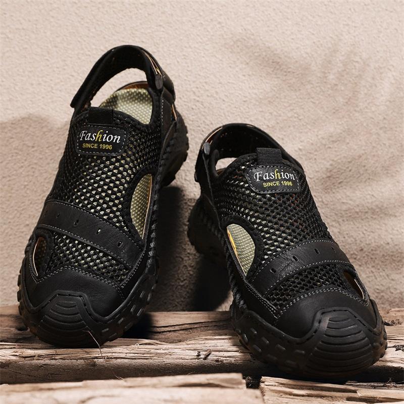Fashion Cool Summer Male Mesh Shoes Fashion Leisure Beach Flats Holiday Sandals for Men Outdoor Walking Shoes Comfortable Casual Sandals