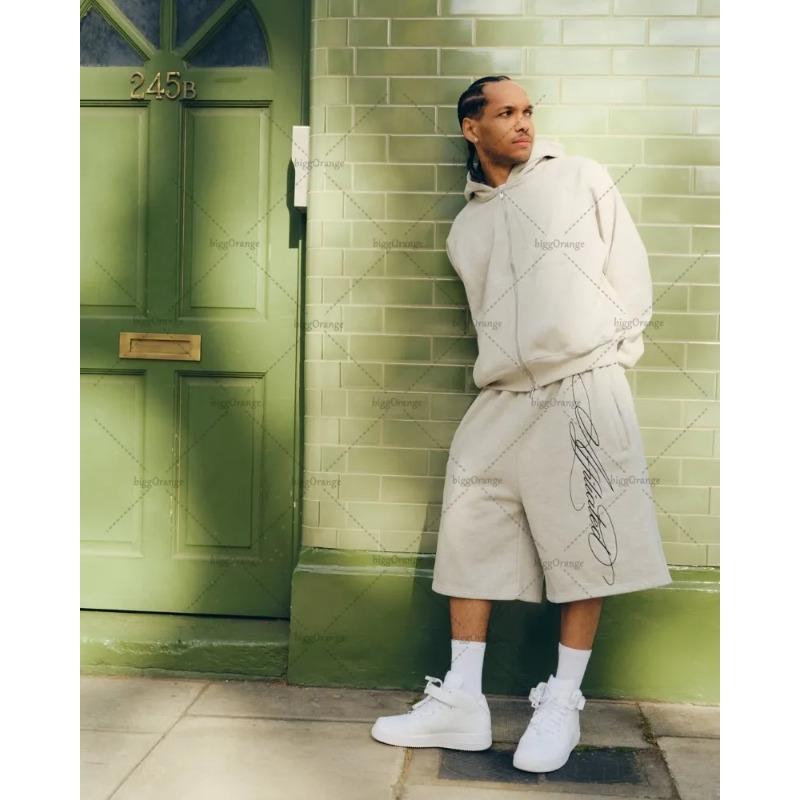 Amerikanische Stickerei Shorts Herren Y2K Retro Lässig High Street Trendig Hohe Taille Übertrieben Gerade Lässige Shorts