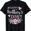 Happy Mothers Day Floral Graphic Crew Neck Tshirt Men Casual Lightweight Breathable Cotton Tee