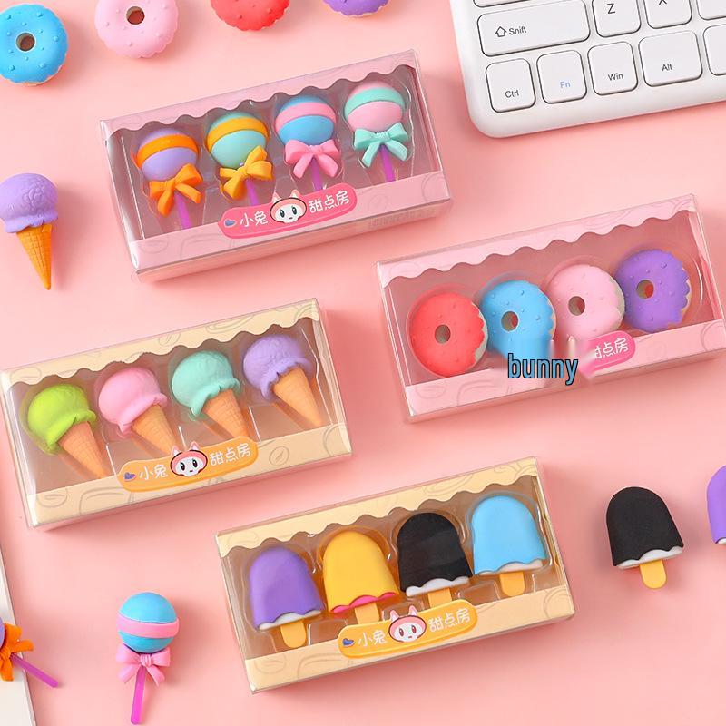 Creative Dessert-Shape Eraser & Pencil Case Set for Kids
