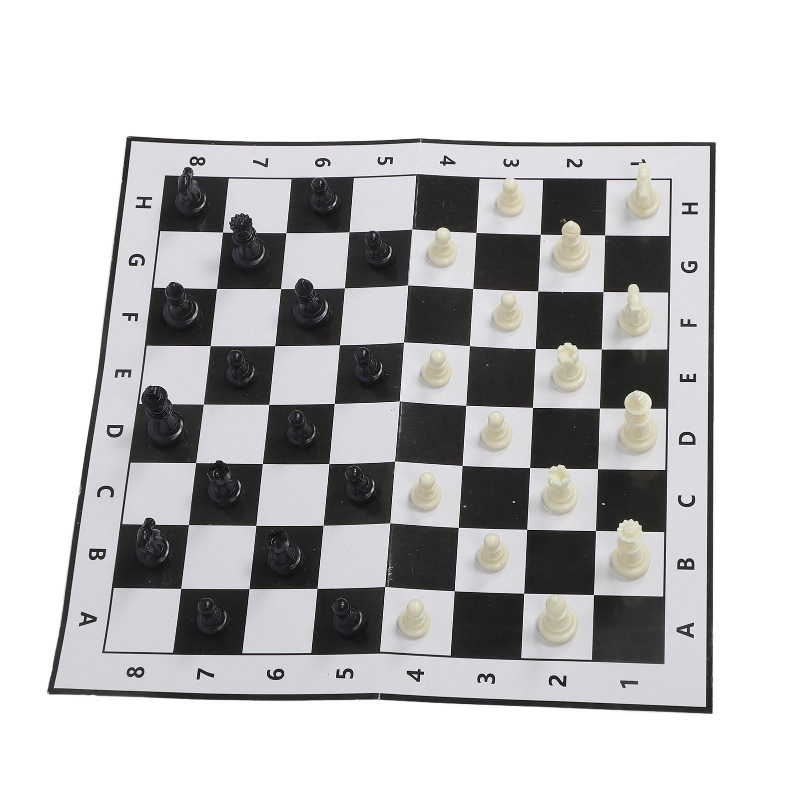 13 Inch Travel Chess Set Plastic 32 Chess Pieces Chessmen with Portable Chessboard for International Chess Game