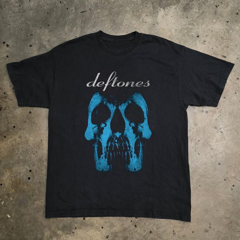 HOT Deftones Maglietta Teschio Blu Unisex Maglietta Nera in Cotone Taglia S-5XL