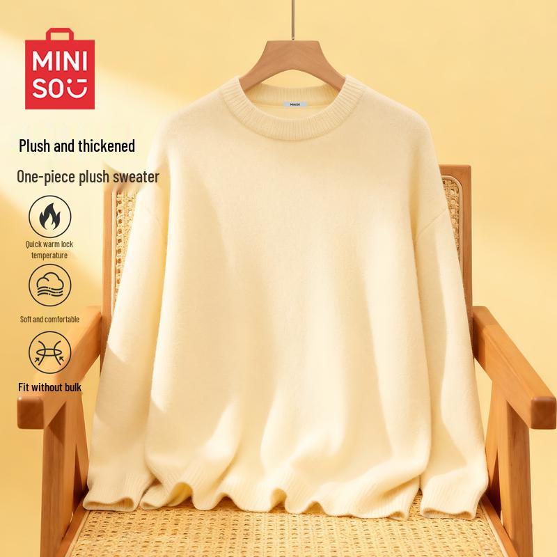 

MINISO Men s Plush Lined Crew Neck Sweater 2XL