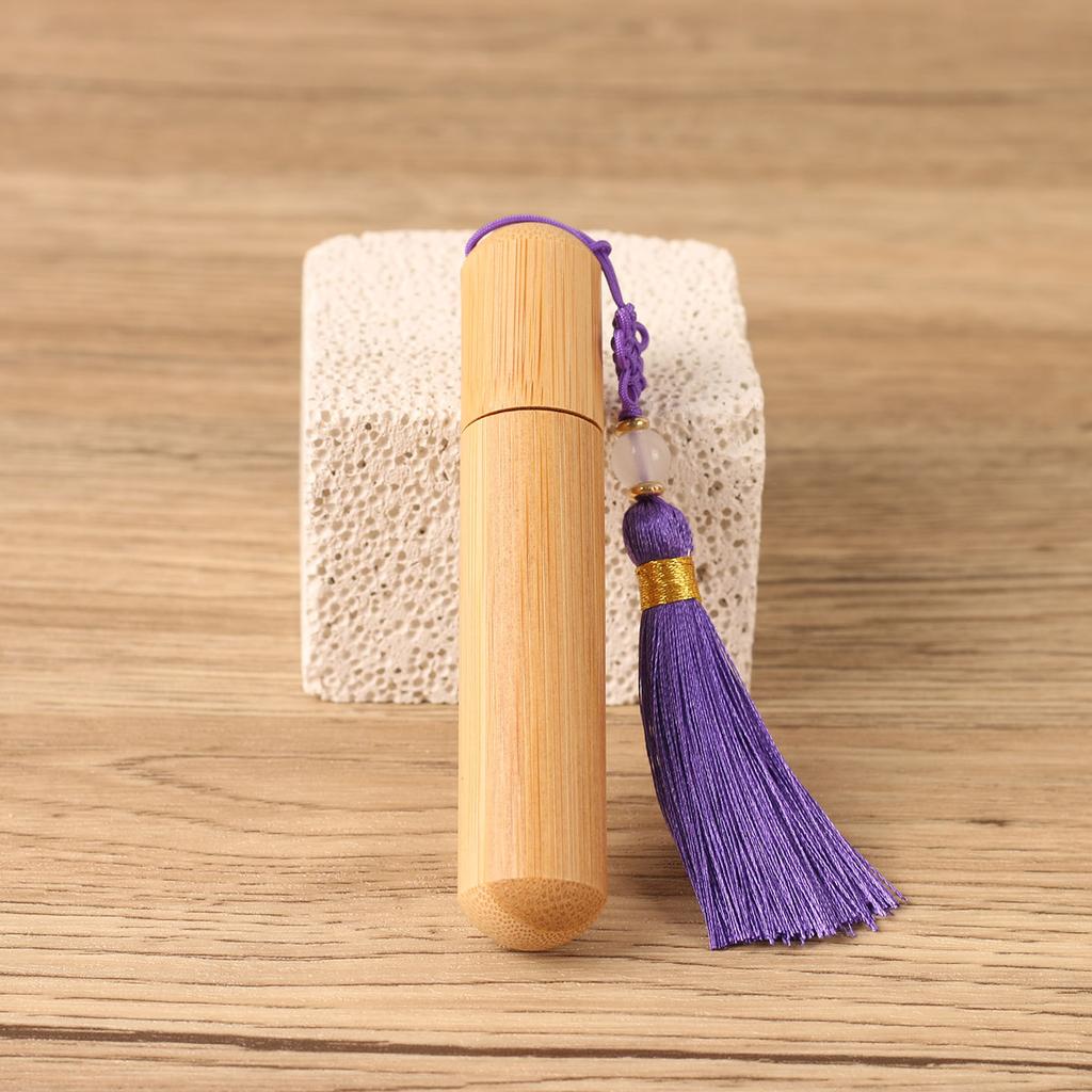 10ml Bamboo Roll On Bottles With Tassel Glass Insert Refillable For Essential Oil Perfume Engravable Travel Portable Empty Vials