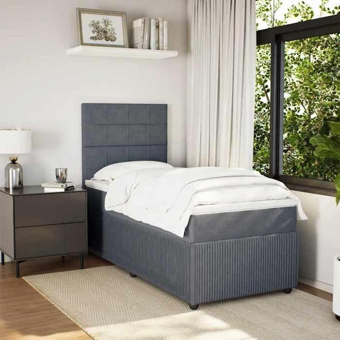 Maison Exclusive - Bettlattenrost mit Matratze Dunkelgrau 100x200 cm