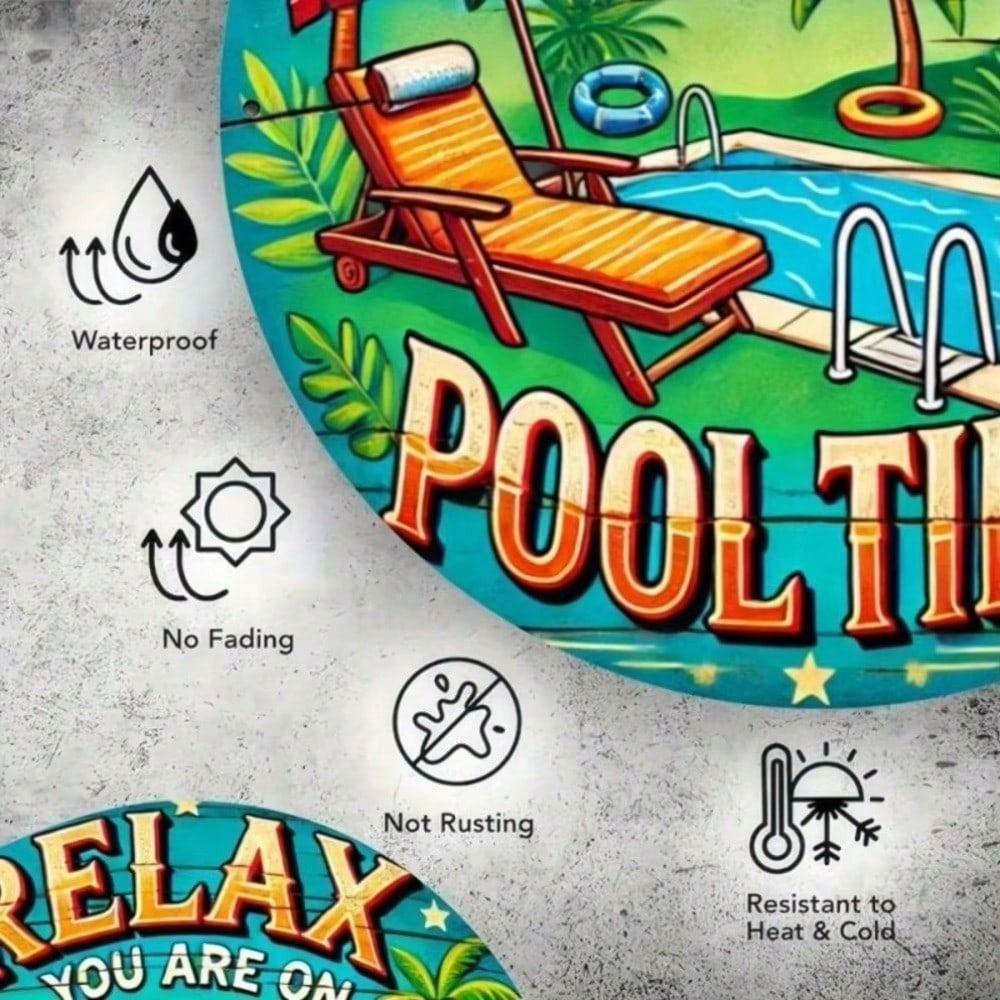 Poster Metallico Arte da Parete Tropicale 1Pz Arredo Bar a Bordo Piscina Patio
