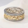 Dazzling Two Color Inlaid White CZ Surround Women's Ring Geometry Daily Wear Party Jewelry