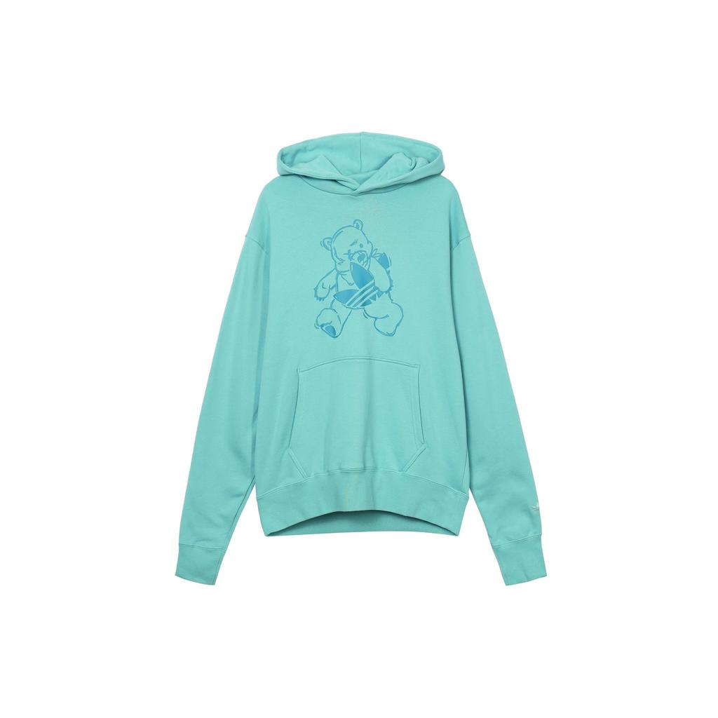 Adidas Originals Sweatshirts Unisex Mint Blue Hooded Moderate Regular (Unisex) Sweatshirts HJ7822