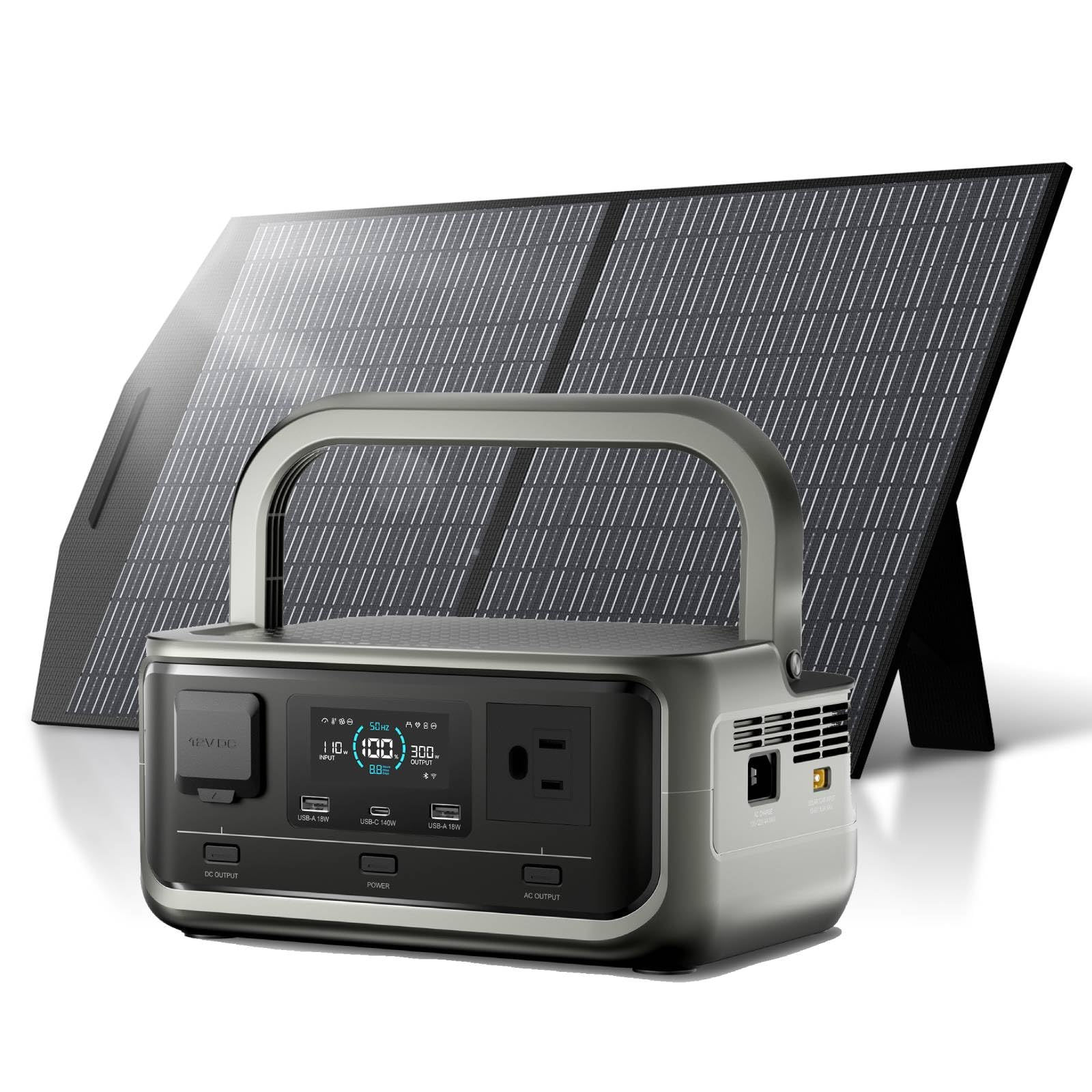 

ALLPOWRS VOLIX Portable Power Station with Solar Panel High Iron Lithium Portable 100W Solar Charger Home Battery UPS Silent App Eco Mode Energy for чорний