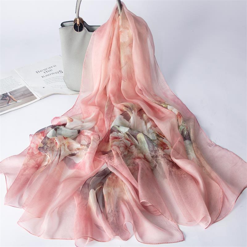 New 100% Mulberry Silk Silk Scarf Pure Chiffon Silk Scarf Shawl Exquisite Scarf Yarn