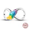 925 Silver Chameleon Charms Bead Colorful Sketchpad Dangle Zirconium Clip for Bracelet Necklace DIY Jewelry