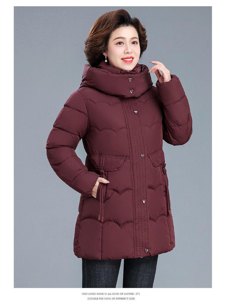 2025 Mid-Length Cotton Padded Jacket: Warm Winter Coat for Middle-Aged & Elderly Women