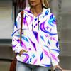 Women Plus Size Colorful Paint Splash Print Long Sleeve Drawstring Hoodie With Kangaroo Pocket