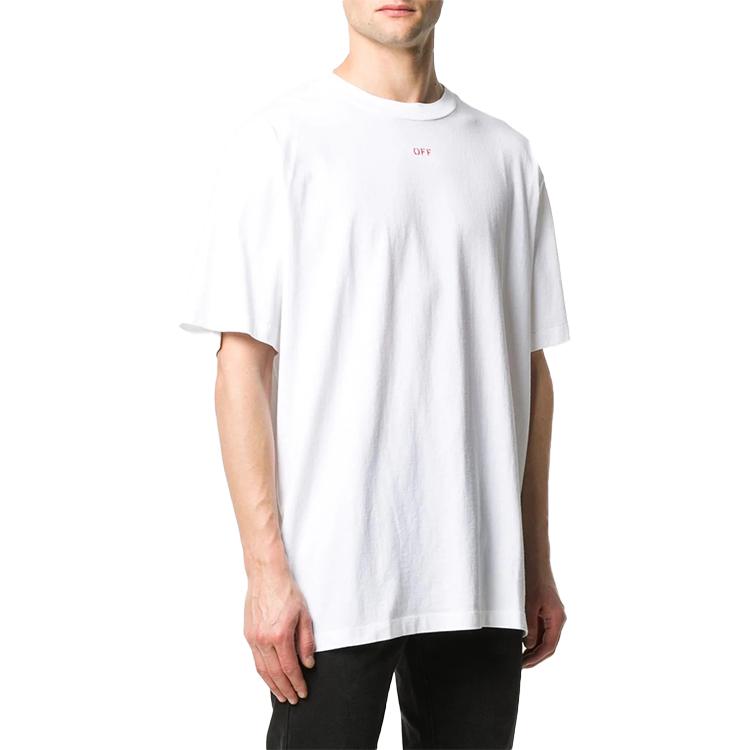 Off-White Stencil Logo T-Shirt White/Red Men Tops OMAA038E20JER0030125