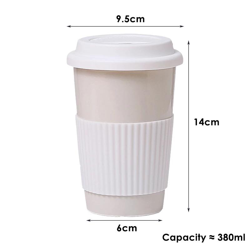 12.8Oz Ceramic Coffee Mug with Silicone Lid - Portable Travel Cup for Milk, Tea & Office/Home Use, Creative Design