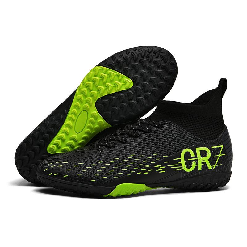 CR7 High-top Football Shoes Tf Broken Nails Artificial Flat AG Nails Leather Feet Boys and Girls Students Training Shoes