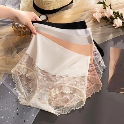 Sexy Transparent Panties Ice Silk Briefs Women Summer Thin Cool Lingerie High Waist Plus Size Underpants Cute Loli Underwear