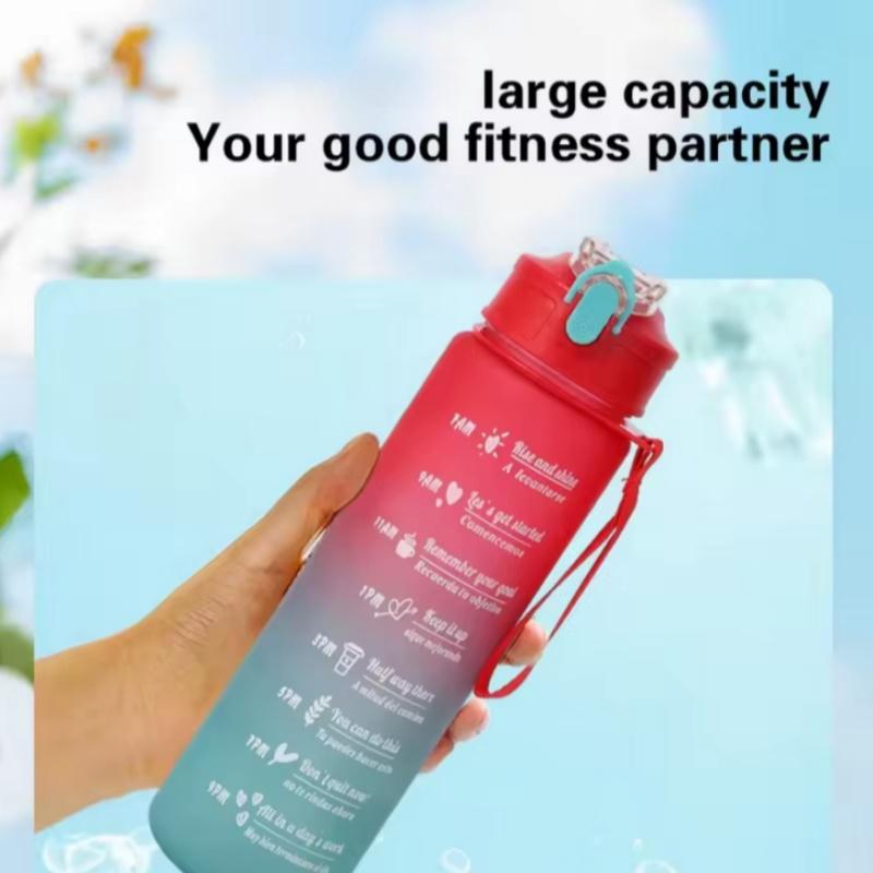 Large Capacity Sports Water Bottle Leak Proof Plastic Drinking Cup With Time Scale Suitable For Travel Fitness Sports