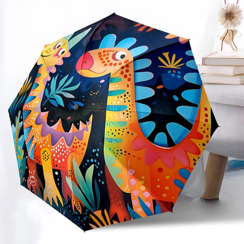 1pc Dino Jungle Automatic Open/Close Umbrella Compact Folding Umbrella, All-Season Portable Umbrella for Women/Men F1124111