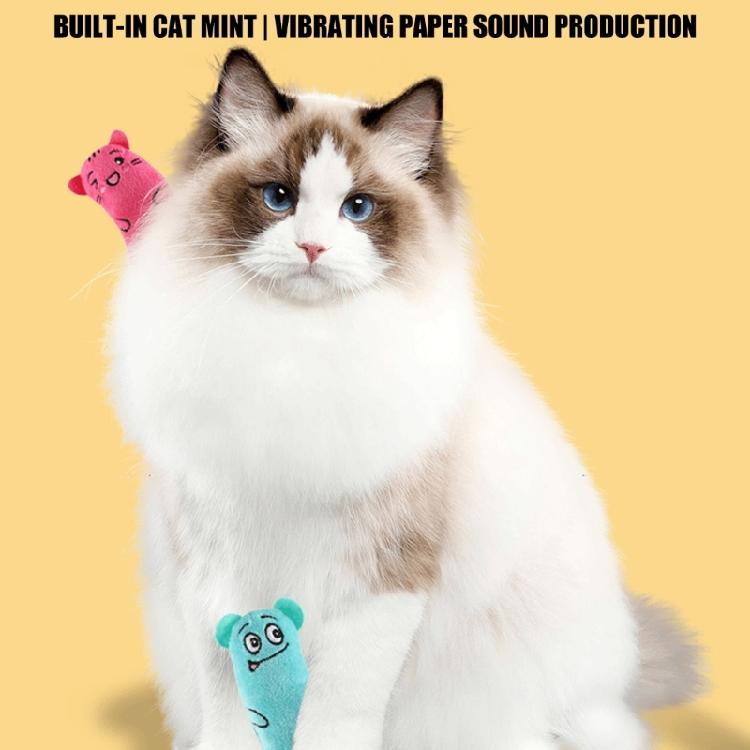 Interactive Cats Plush Toy for Indoor Entertainment Crinkle Sound Cats Teasing Cartoon Mice for Pet Teething Relief 6pcs