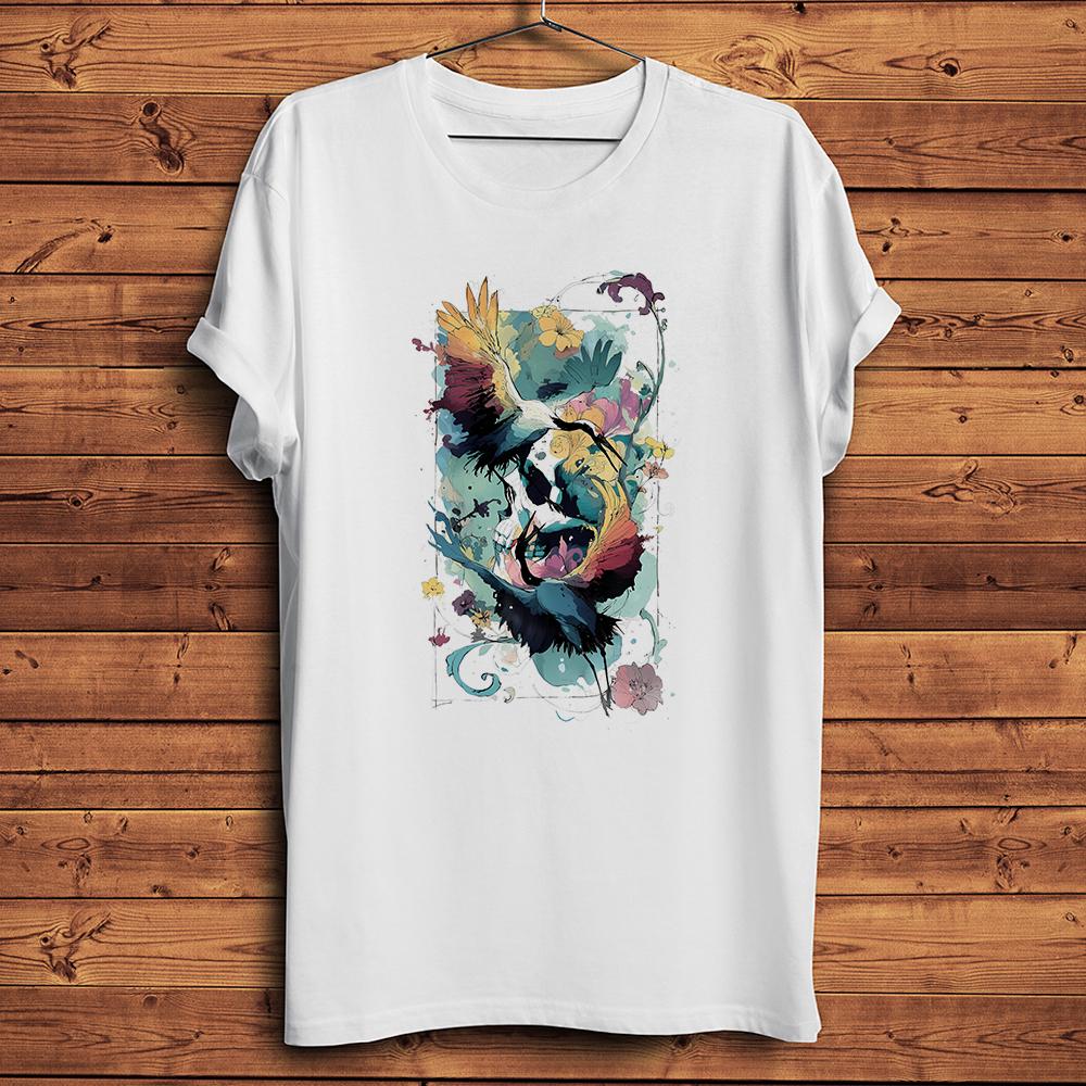 

Blooming Skeleton Skull and Crane Funny TshirtShort Sleeve White Casual Oneck T Shirt UnisexNocracking Breathable Printing 4XL