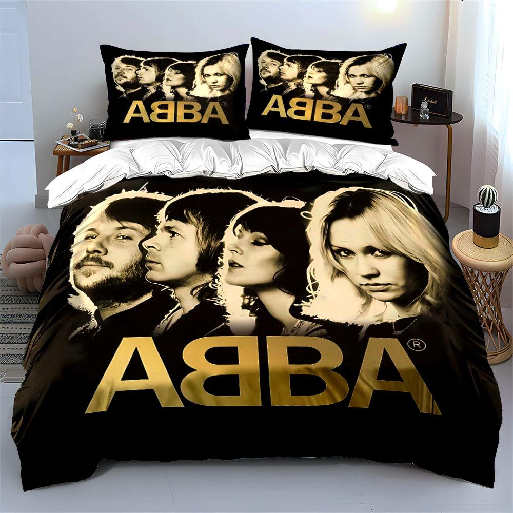 Golden ABBA Portrait Design Bedding Duvet Cover Set Duvet Cover Pillowcases  (1*Duvet Cover 2*Pillowcases, without duvet insert)