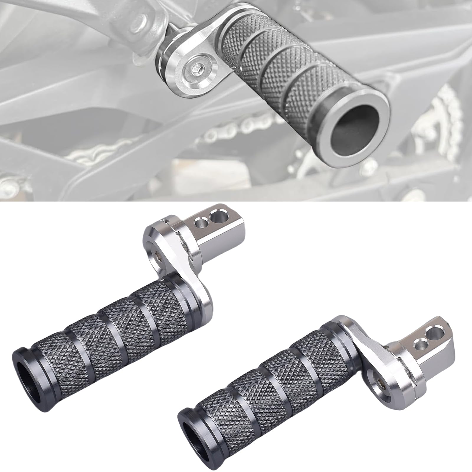 

HRuizq Adjustable Non-Slip Aluminum Step Kit for Suzuki Gixxer 150, Gixxer 250, Gixxer SF250, V-Strom 250/SX, GSX250R, Left and Right Set (Gray)