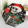 1pc Christmas Santa Skeleton with Hot Chocolate Mug, Automatic Opening Folding Umbrella, Portable 3-Fold Design, 8-Bone Iron Frame Outdoor Umbrella, F