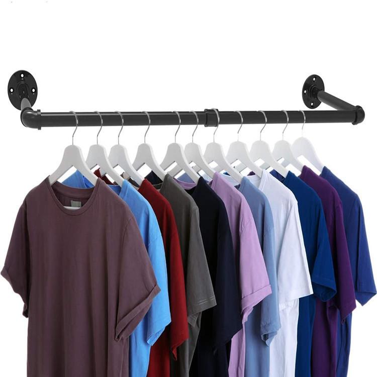 92.5x26.5cm Iron Pipe Clothes Rack Wall Mounted Heavy Duty Garment Hanging Bar Laundry Room Hanging Rod