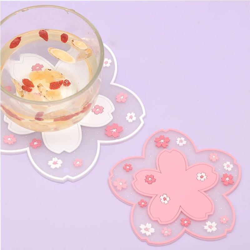 Sakura Style Coasters Heat Insulation Mats Tea Cup Mats Milk Cup Coasters Anti Slip Mats Household Heat Resistant Table Mats