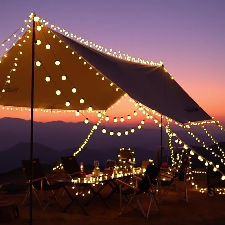 Outdoor LED String Lights - Round Ball Bulbs for Camping, Weddings, Stage, and Parties