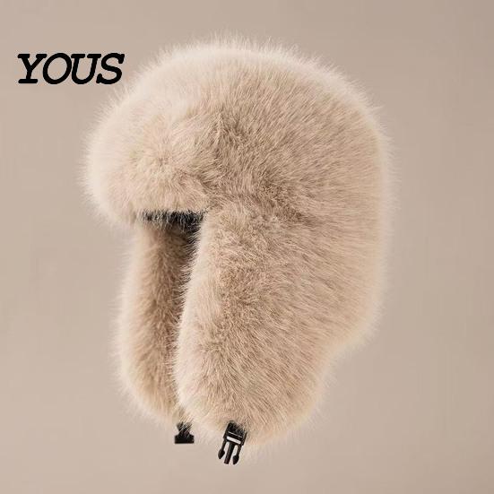 Stylish Commuting Hat Faux Fur Trapper Hat, Fuzzy Winter with Ear Flaps, Fleece Thickened Plush Snow Cap Lined Windproof Ushanka for Women Cold