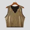 INCERUN Summer Men V Neck Glitter Sleeveless Party Clubwear Short Tank Tops