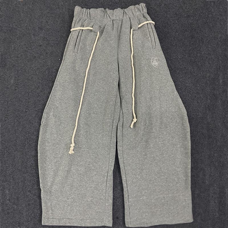 

European and American autumn retro men s and women s wide leg loose casual straight leg curved knife floor pants S