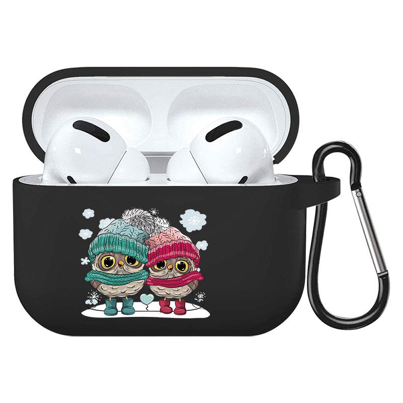 קריקטורה חמוד חיות מחמד כלב חתול בעל חיים ינשוף צמח פרחי אפל עבור אפל AirPods 2 3 כיסויי אוזניות חסינות זעזועים שחורות AirPods Pro Funds Cover