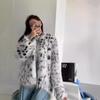 Damen Faux-Fuchsfell-Print Mantel Dick Warm Mittellang Oberbekleidung Süß Schick Stil