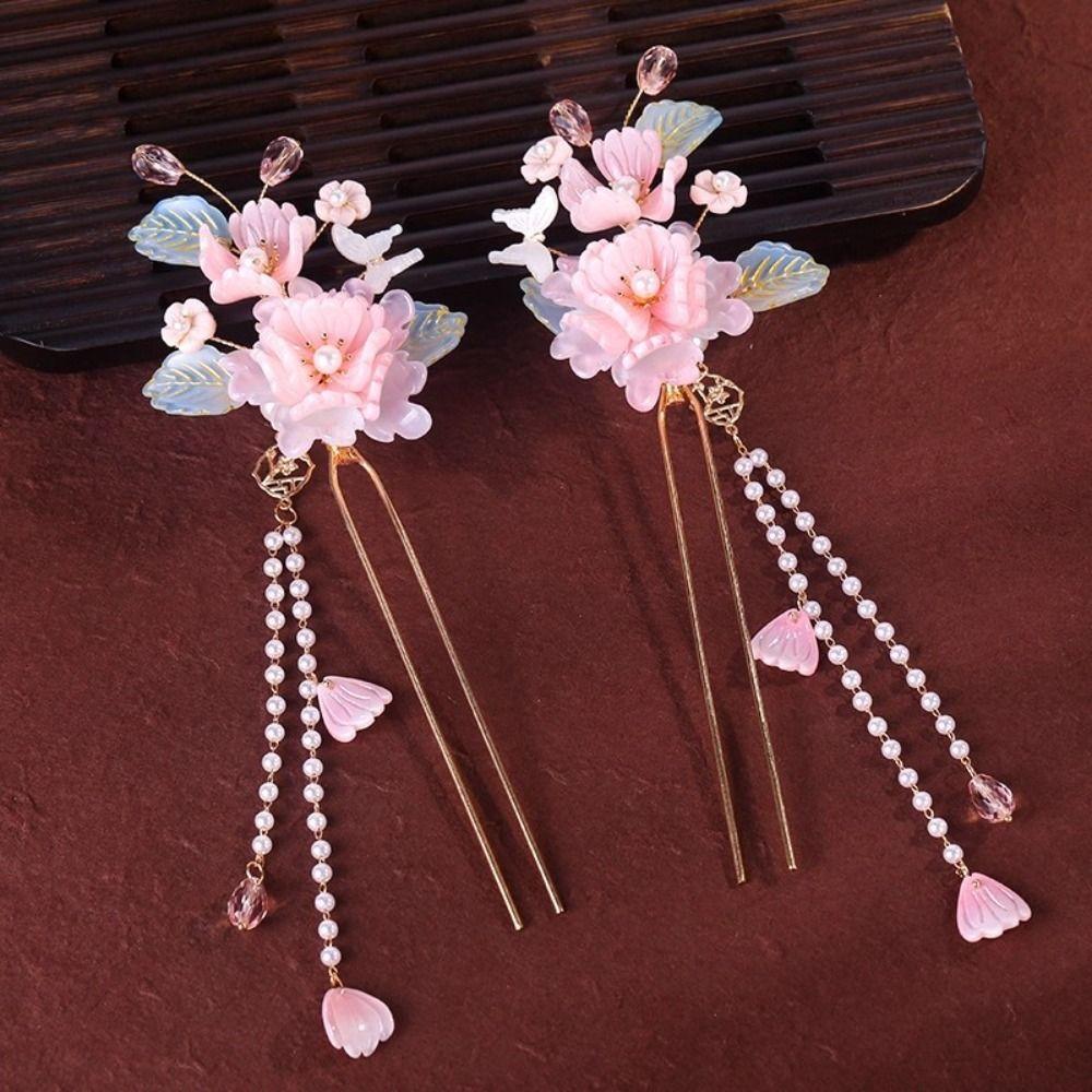 Earring Hanfu Hair Stick Tassel Flower Hair Comb Chinese Style Hairpin Set  Girl Hair Accessories