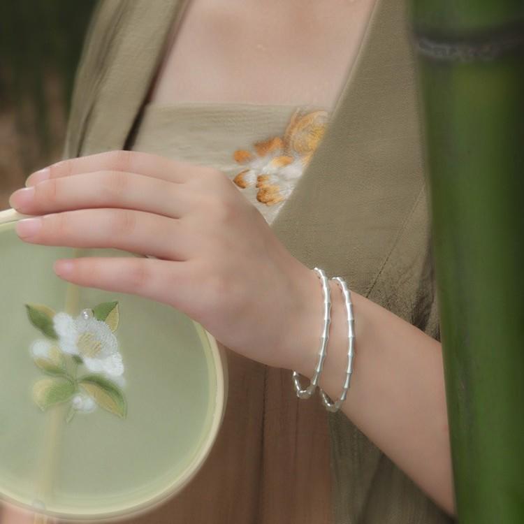 Bamboo Bracelet Women Ins Literary Small Fresh Retro Bracelet Opening Niche Hand Jewelry Gift
