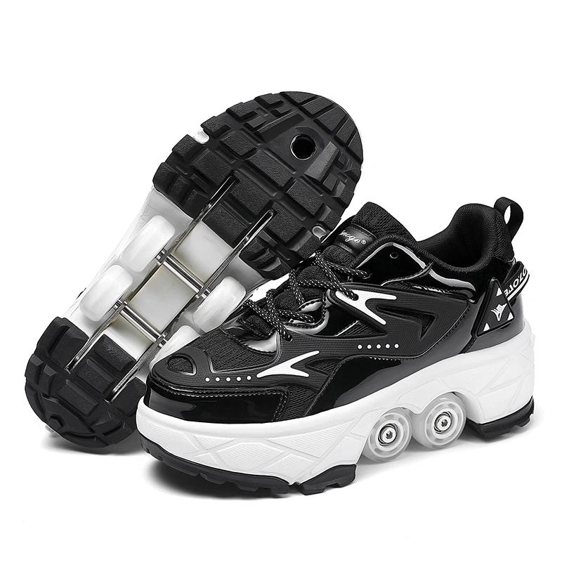 Boys Girls Student Edition Roller Skates Adult Children's Walking Roller Skates with Telescopic Wheels