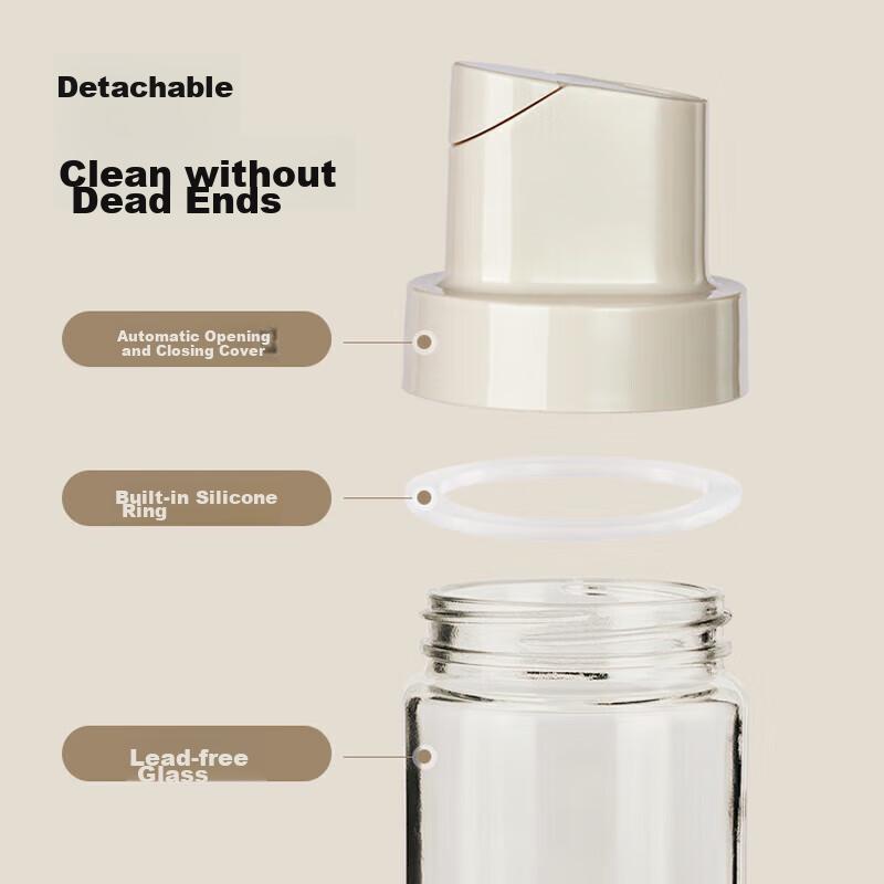 Maxcook (Maxcook) Automatic Opening And Closing Oil Bottle, Glass Oil Bottle 500ML, Condiment Bottle for Soy Sauce And Vinegar, Set of 2 MCPJ2747