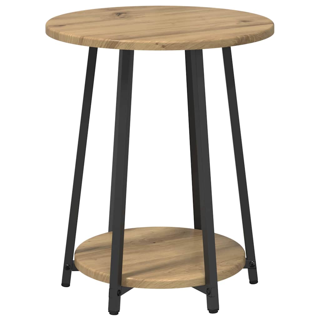 Side Table Set with Shelf 2 Pcs Artisan Oak and Black Brown