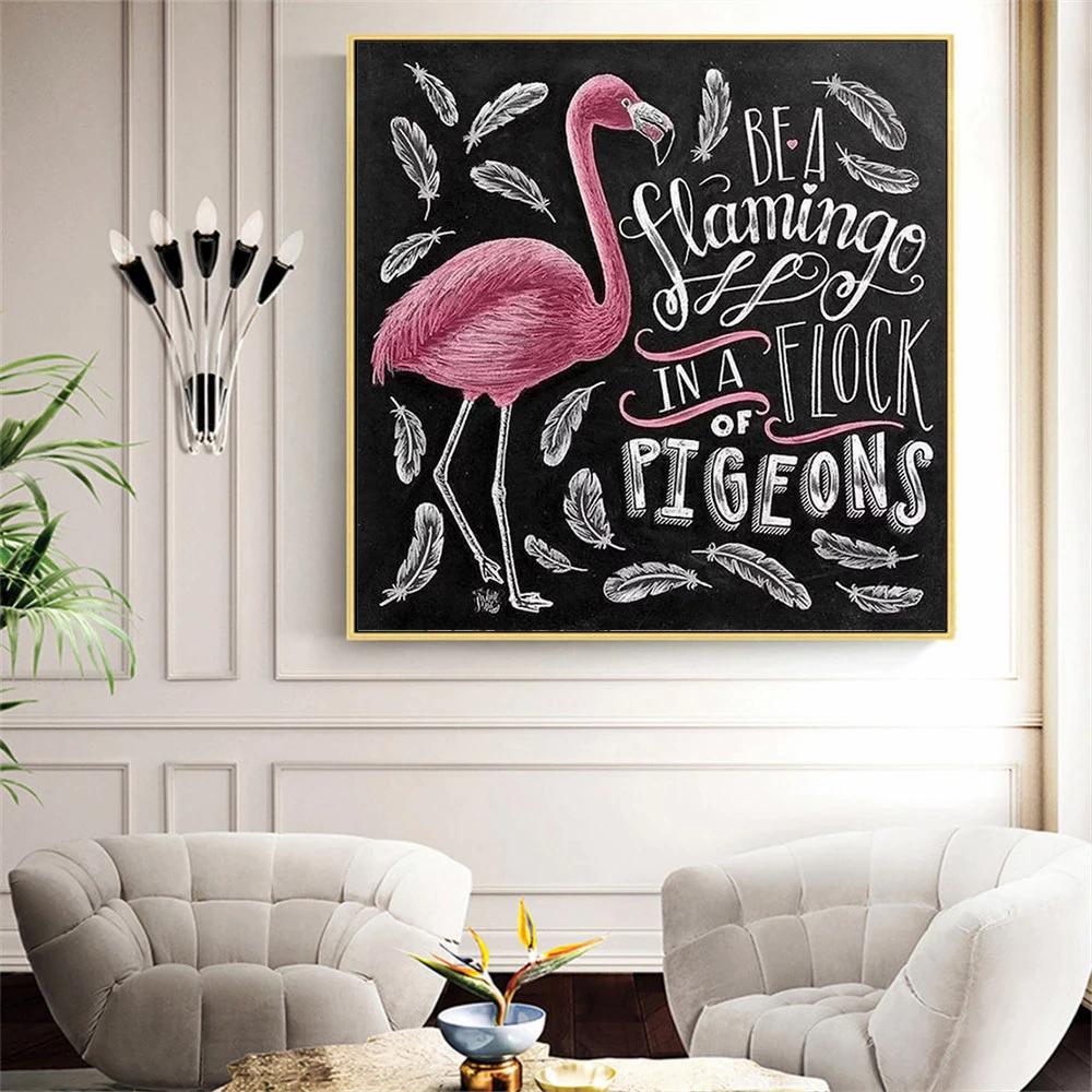 Full Square Round Drill Diamond Painting Flamingos Handicraft Diamond Embroidery Animal Mosaic Blackboard Handmade Gift