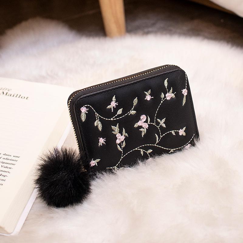 2023 Embroidered Ladies Clutch Pom Pom Wallet