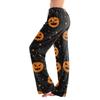 Women Loose Fit Casual Halloween Printed Pants Elastic Waist Relaxed Trousers with Pumpkin Pattern for Daily Wear