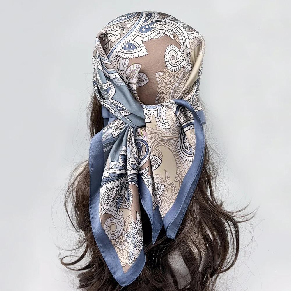 Luxury  Silk Square Scarf Women Neck Hair Tie Band Beach Hijab Kerchief Head Headbands Bandana Female Foulard 70Cm