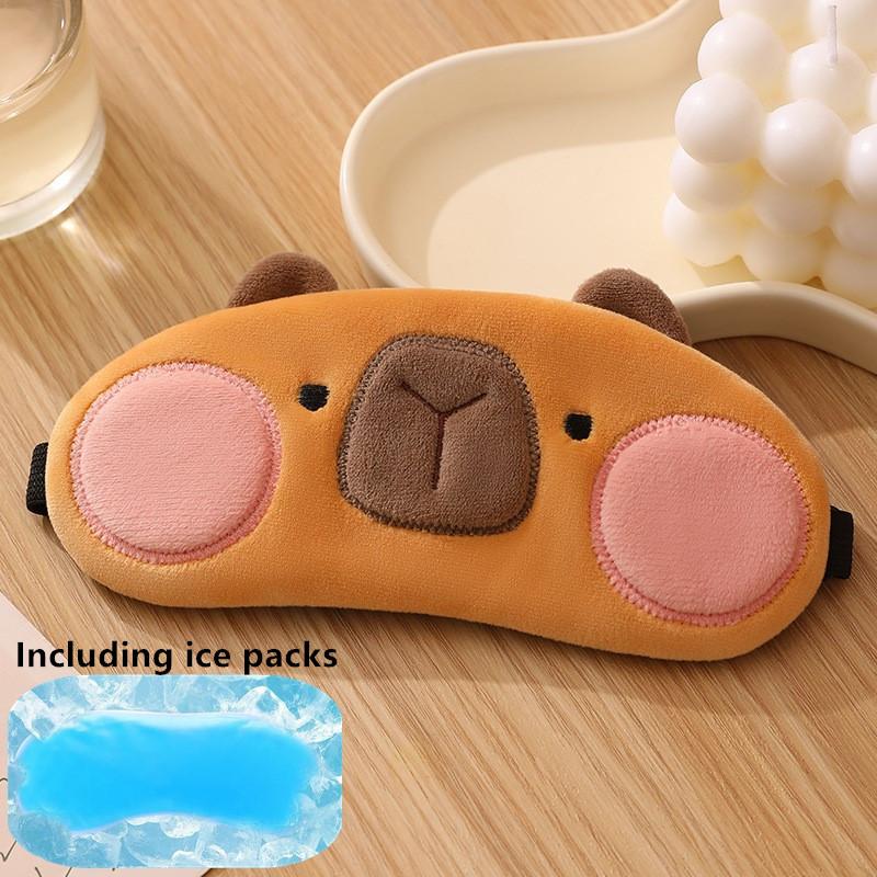 

Cold Hold Compress Kapybara Capybara Sleeping Eyepatch Breathable Cooler Cold Gel Plush Eye Patch Comfort Reusable Travel Sleep кавовий